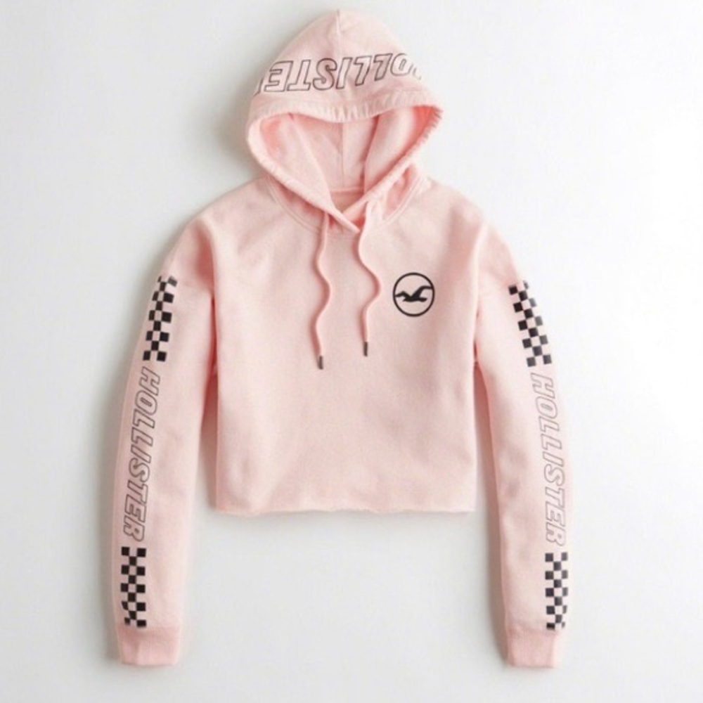 Hollister Women’s Cropped Pink Hoodie